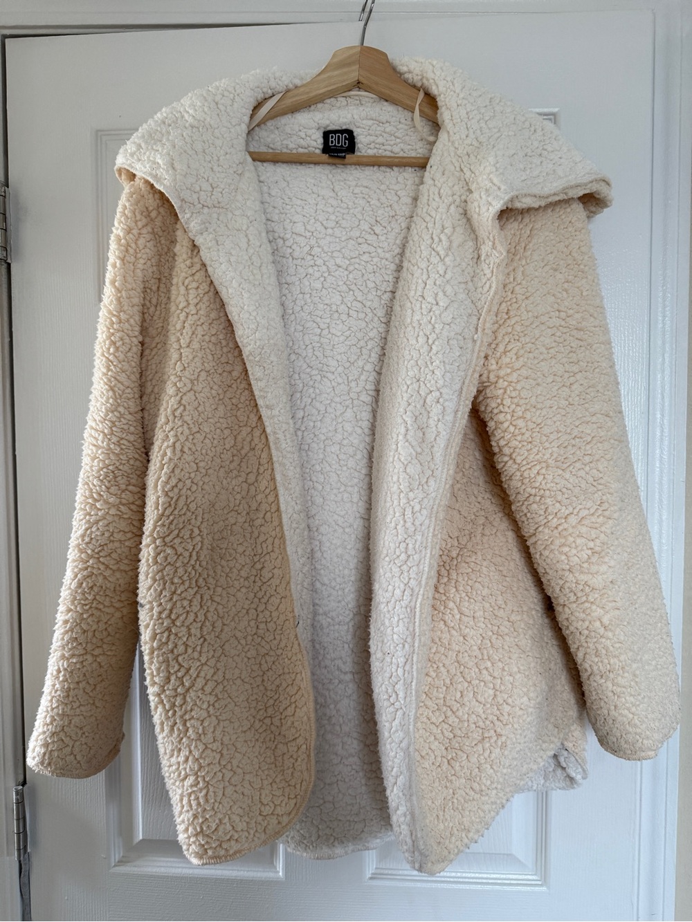 BDG Cream Teddy Sherpa Hooded Jacket